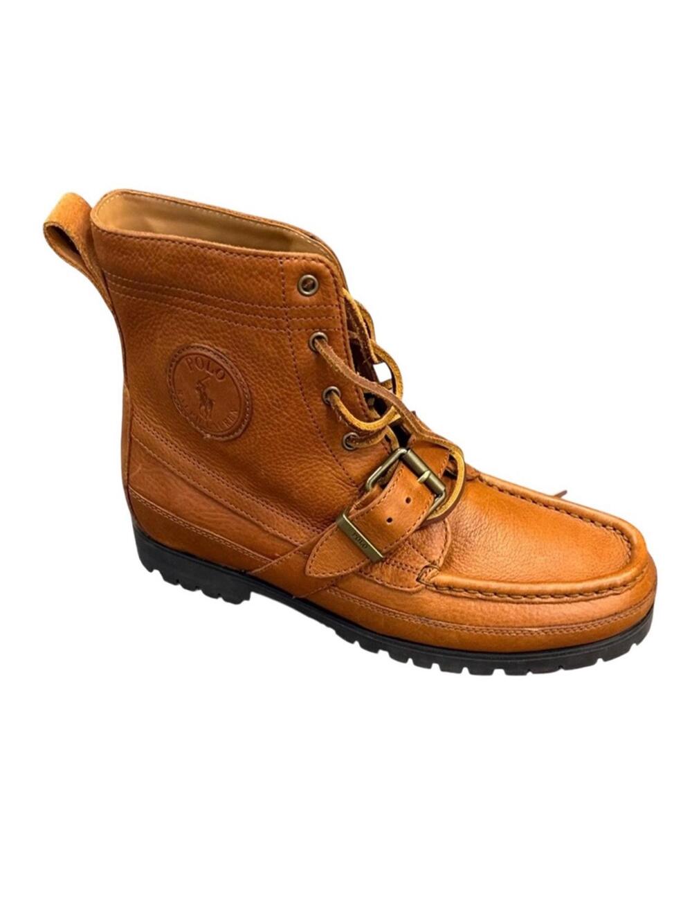 Polo by Ralph Lauren Buckle Lace-Up Moc Toe Boot - Cognac